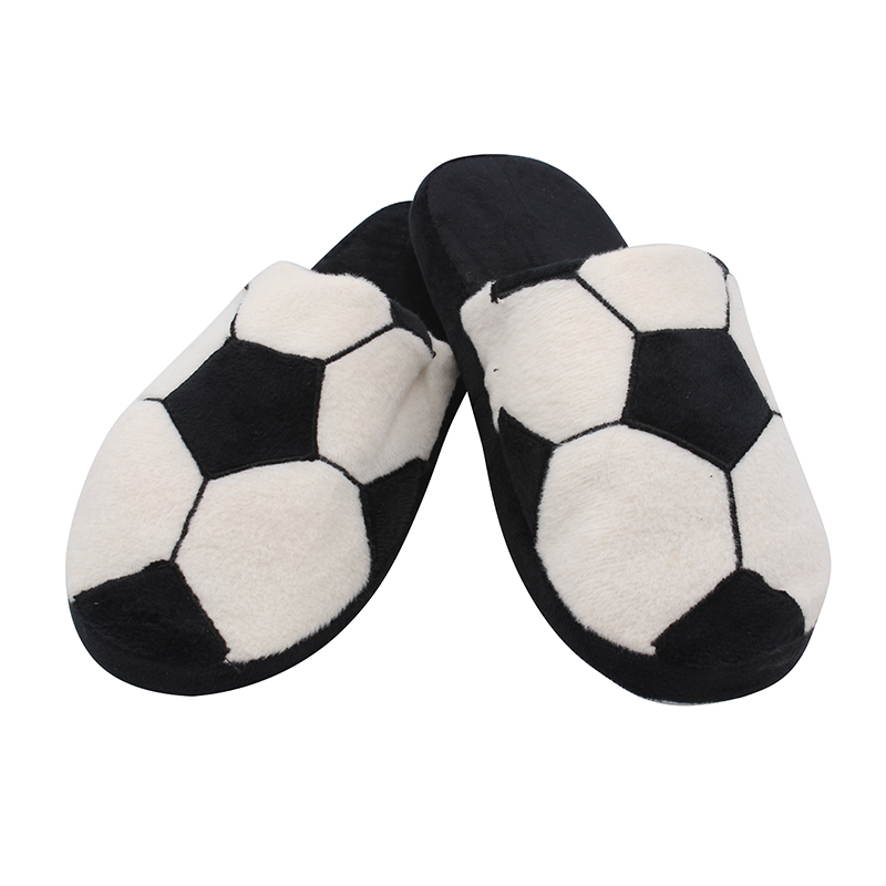 Ladies Fluffy Toe Post Slippers Black and White