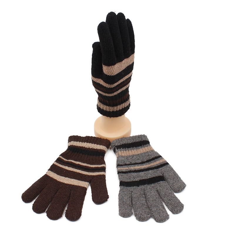 Soft Knit Men's Striped Winter Insulated Gloves