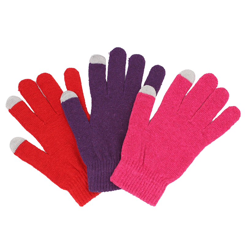Textured gloves with cuffed hem Touch Screen
