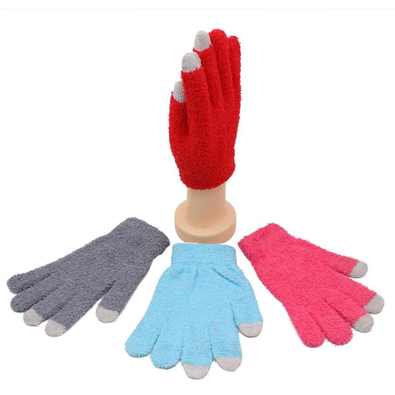 Fluffy Super Soft gloves with three-fingers touch